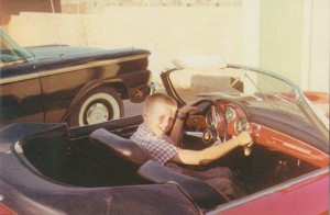 Buster, circa 1960 in the new Roadster.
